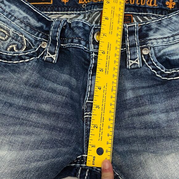 Rock Revival Distressed Ferry Ankle Skinny Jeans Bleach Wash Rhinestone Pockets - Picture 9 of 15